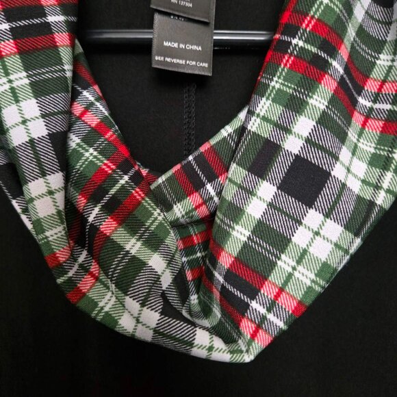 Ali Miles Cowl Neck Oversized Casual Black Red Plaid Print Pullover Tunic PL - Picture 11 of 11